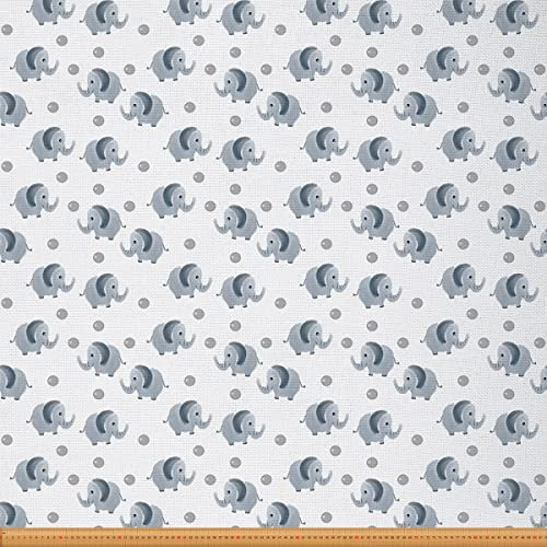 Loussiesd Süßer Elefant Möbelstoff Meterware Karikatur Zoo Tier spielt Bälle Möbelstoff für Stühle Kinderzimmer Jungen Zimmer Dekorationsstoff für Outdoor und Heimwerkerprojekte 184x150cm Blaugrau