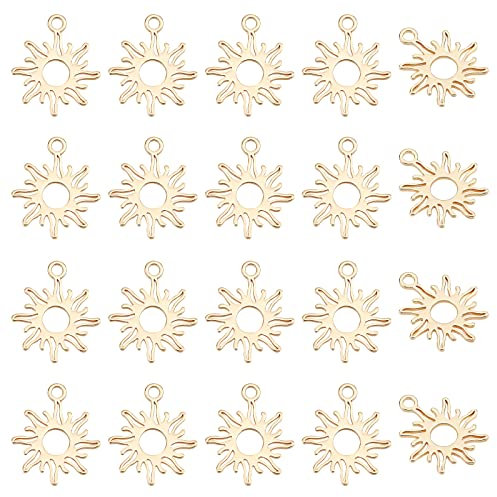 SUPERFINDINGS 20 Stück Messing Charms Sonne Messing Charms 15x13mm Goldene Charm Anhänger Für Armband Halskette Ohrringe Schmuckherstellung Loch: 1.5mm