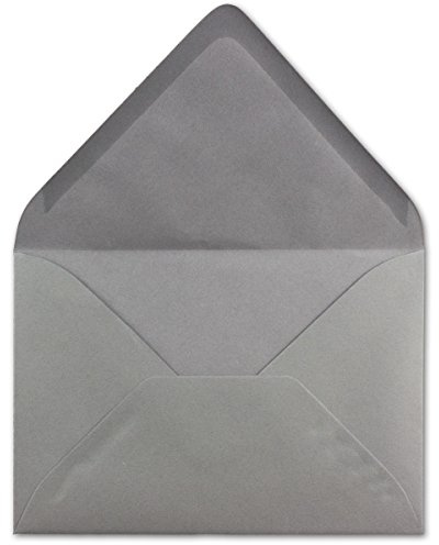 100 DIN C6 Briefumschläge Grau - 11,4 x 16,2 cm - 120 g/m² Nassklebung Brief-Hüllen ohne Fenster für Einladungen von Ihrem Glüxx-Agent