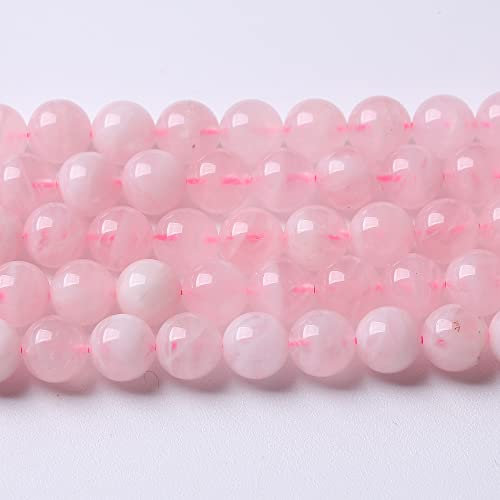 45 perline in cristallo di quarzo rosa naturale del Madagascar da 8 mm A+, energia, potere curativo, pietre preziose per la creazione di gioielli fai da te e collane (Madagascar quarzo rosa, 8 mm)