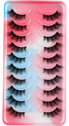 Clear Band Halbe Falsche Wimpern 3D Fluffy Strip Wimpern, D Curl Lash Strip, Natürliche falsche Wimpern, Natürliche Wispies Fluffy Wimpern für Wispy Fake Wimpern, Faux Wimpern Natürlicher Look (DHF06)