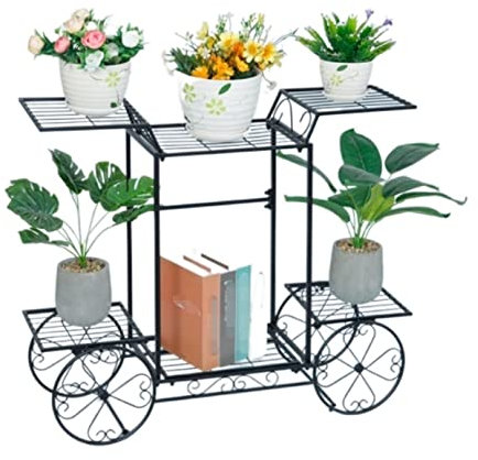 Blumenständer Pflanzenständer Blumentreppe Bodenblumenständer Schmiedeeisen Blumentopfhalter Kreativer Pflanzenständer Wohnzimmer Balkon Blumenbank Pflanzenregal Blumenregal ( Blue : Black , Size : 68