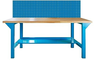 PROREGAL Werkbank Giant Rhino Plus mit Lochplatte | HxBxT 131x200x70cm | Traglast 500kg | Lichtblau | Werkstatttisch Werktisch Packtisch Arbeitstisch