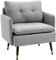HOMCOM Polstersessel Armlehnensessel mit Kissen Loungesessel Sofa mit Leinenoptik, Stahlbeine, für Wohnzimmer, Schlafzimmer, Grau, 76 x 68 x 80 cm