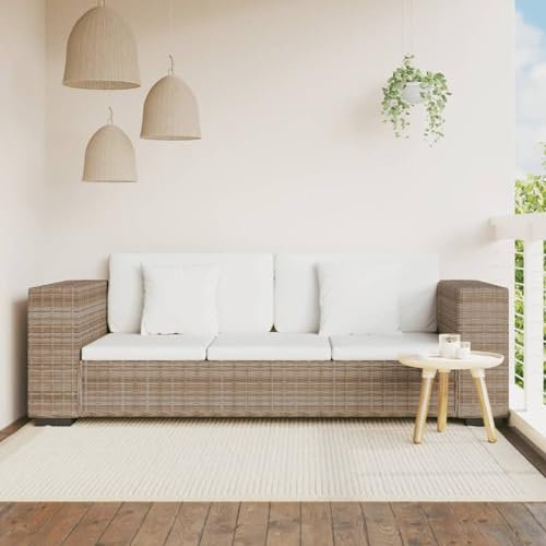 Camerina 8-TLG. 3-Sitzer Sofa Set Echt Rattan Bank Garten Wetterfest Garten Holzbank