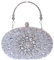 LB-8007-1 Silber Glitzer Kristall Strass Steine Ornament Abendtasche Clutch Schulter Damen Tasche 20x15,5x5cm