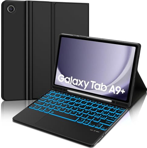 JADEMALL Tastiera con Trackpad per Samsung Galaxy Tab A9+ 11 2023, Italiana QWERTY Tastiera Bluetooth Staccabile Cover con Supporto per Pencil per Samsung Tab A9 Plus 11 Pollici, Nero