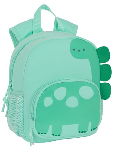 safta DINOSAURIO Neopren-Rucksack, Kinderrucksack, ideal für Kinder unterschiedlichen Alters, bequem und vielseitig, 20 x 9 x 25 cm, Grün, grün, Estándar, Casual