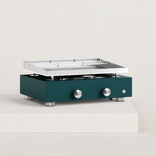 Verycook Simplicity Gas-Plancha mit 2 Kochfeldern, Edelstahl, 6 bis 8 Personen, elektronischer Piezo (AAA-Batterie im Lieferumfang enthalten), 2 Brenner (in O-Form)