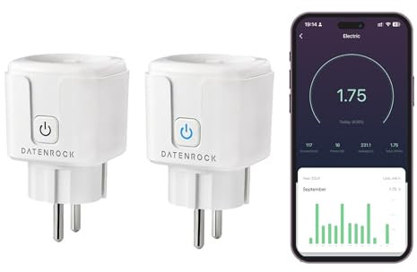 DatenROCK Smart Steckdose, WLAN Stromzähler Steckdose mit Verbrauchsmessung, Zeitschaltuhr Steckdose mit Fernbedienung, Smart Home-kompatibel mit Alexa & Google, Stromverbrauchsmessung (2)
