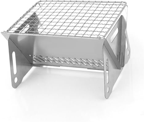 Grill De Barbecue, Mini Grill, Grill De Camping Pliable, Portable, Amovible, en Acier Inoxydable, pour Pique-Nique, Randonnée, Fête sur la Plage