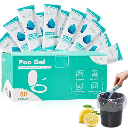 OUMEE 50 Pack Poo Gel for Portable Toilet, Camping Toilet Powder, Eco Absorbent Gel, Portable Urine Packets for Outdoor Camping Recreation Supplies (50)