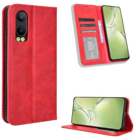 COMAKU Coque Oneplus Nord CE4 Lite 5G, Etui Portefeuille, Housse Folio en Cuir de Protection pour Oneplus Nord CE4 Lite 5G - Rouge