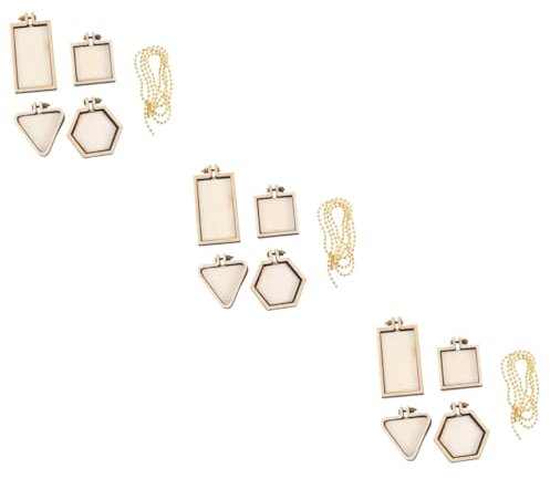 Gogogmee 15stücke Teiliges Holz-stickrahmen Für Kreuzstich Mini-rahmen Verschiedenen Formen Dreieck Sechseck Mit Goldenem Perlenkette Für Handarbeiten Und Dekoration