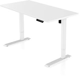 - AGIL - elektrisch Höhenverstellbarer Schreibtisch - Weißes Singlemotor Gestell & weiße Tischplatte 120 x 60 cm - Memory Funktion - Ergonomischer Schreibtisch für Kinder und Erwachsene