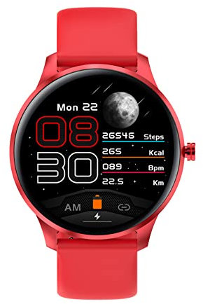 BYDPBS 2022 Smart Watch Bluetooth Impermeabile per Uomo Donna. Orologio Fitness Sportivo con Monitoraggio della Frequenza Cardiaca, del Sonno E Dell'ossigeno nel Sangue per Android iOS,Rosso