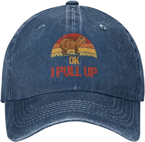 fifbird Capybaras Hat Cap Ok I Pull Up Cap Herren Baseballmütze Niedliche Hüte, marineblau, Einheitsgröße