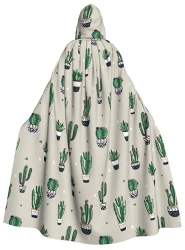 OAROK Grüner Kaktus für Erwachsene, Halloween-Kapuzenumhang, geeignet für Halloween-Partys, Tänze, Rollenspiele usw