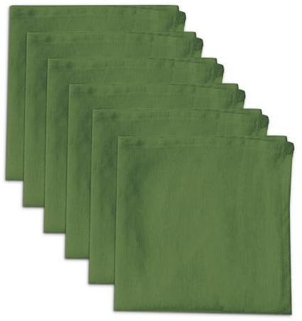 Linendo Leinenservietten, 100% reines Leinen, Grün, 38 x 38 cm, 6 Stück, europäischer Flachs, Servietten aus Leinen, Waschbar Wiederverwendbar Stoffservietten