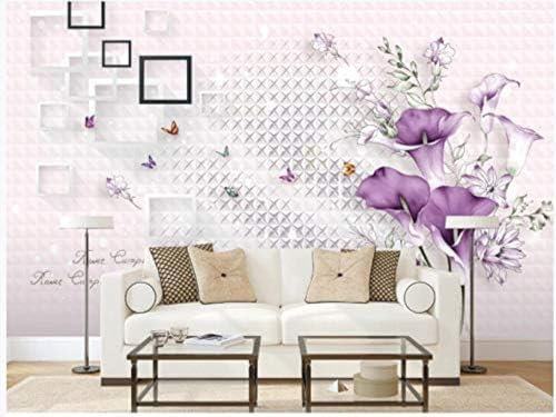 XLMING Lys Simple Pourpre Papier Peint 3D Intissé Salon Canapé Chambre À Coucher Salle Manger Intérieure Murale-150cm×105cm