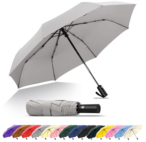 SoulRain Travel Umbrella - Windproof and Compact Umbrella for Rain - Perfect Large Auto Folding Umbrella - Ideal Car umbrella, Golf umbrella, and Travel Companion