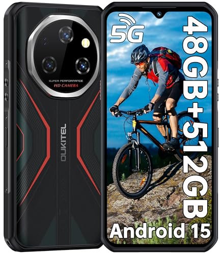 OUKITEL WP55 Pro 5G Android 15 Movil Irrompible - 48GB RAM+512GB ROM/2TB Movil Todoterreno Batería 11000mAh/33W 6.6 FHD+ IPS 120Hz Móvil Rugerizado, Cámara 108MP+32MP Dual SIM/NFC/OTG/GPS/Face ID-2025