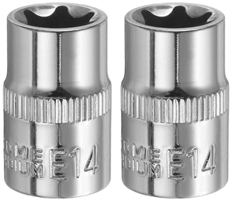 QUARKZMAN 2 pièces douilles E-Torx 3/8 E14 externes, profondes en Cr-V 6 cannelures, femelles Torx pour réparations auto, bricolage, longueur 1,2