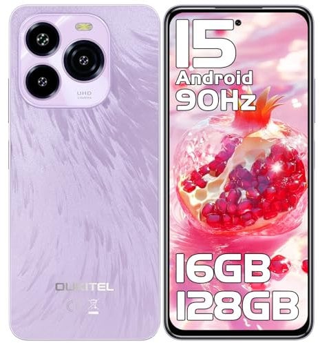 OUKITEL C65 SIM-Free & Unlocked Mobile Phones, Android 15 Smartphone, 16GB+128GB/1TB, 6.7 HD+ & 90Hz Display, 50MP Camera, 5150mAh, 4G Dual SIM Telephone, 3 Card Slots/Fingerprint/3.5mm Jack/OTG/GPS