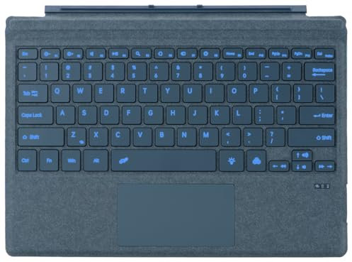 Funda tipo Cover para Microsoft Surface Pro 7+ Pro 7 Pro 6 Pro 5 Pro 4 Pro 3 Generación, teclado Bluetooth con trackpad, carga USB, diseño alemán QWERTY (azul zafiro, retroiluminación)