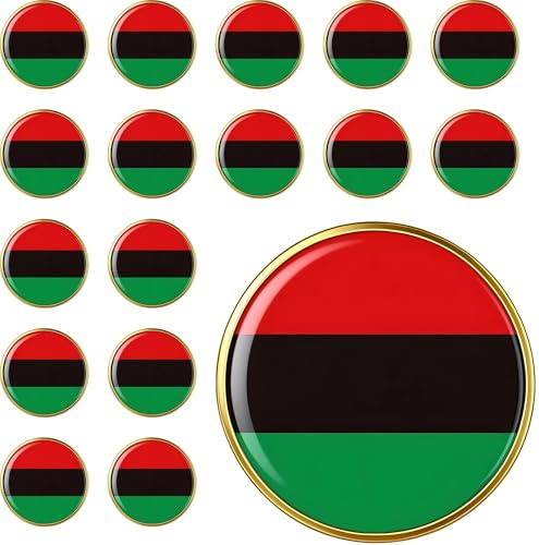 6/12/25/50/100 pieces Round African American Flag Lapel Pins Badge Bulk, M, Alloy Steel, no gemstone