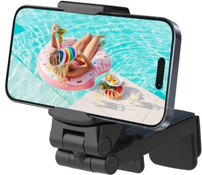 AHRLIC Airplane Phone Holder, 360° Rotating Phone Mount Airplane, Foldable & Compact Phone Holder for Travel Compatible with iPhone/Android Phones, Travel Gadgets for Plane, Train and Desk
