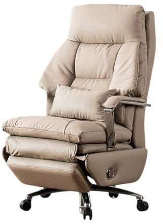 birene Bürostuhl Bürostuhl mit Liegefunktion Echtleder Chefsessel Computerstuhl