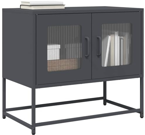 ZQQLVOO TV-Schrank Anthrazit tv unterschrank kommode tv Cabinet Fernseher Tisch 68x39x60,5 cm Kaltgewalzter Stahl