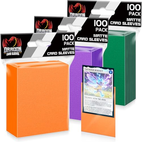 300ct Matte Penny Trading Card Sleeves Plastic Card Protectors Mix Colour | 66 x 91 mm Standard Soft Sleeves, Card Protector Sleeves, Perfect Fit Sleeves, Photo Sleeves, for MTG, Game, Sports Cards