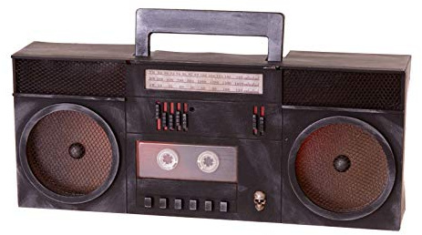 My Other Me - Schwarzer Ghettoblaster mit Licht und Sound, Maße: 40 x 16 x 7 cm und mit 3 x AAA-Batterien. Ein Retro-Accessoire, das der Halloween-Dekoration einen originellen und auffälligen Touch