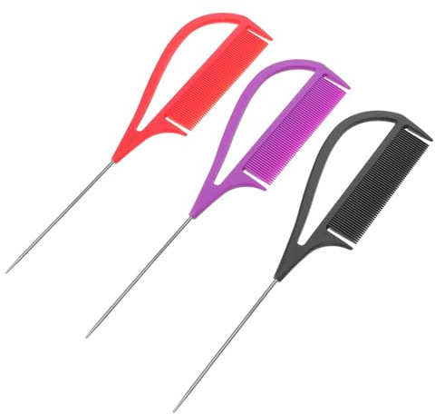 CALLARON 3 Stück-pack Metall Haartoupierkamm mit Stiel für Präzises Highlighting und Messfreie Anwendung für Selbstgemacht Zuhause und Besondere Anlässe 3stücke Kunststoff und Metall
