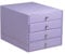 Rhodia 318869C Schubladenbox (mit 4 Schubladen, Griffe aus Metall, Kunstleder, elegant und praktisch, ideal für Ihr Büro oder Ihr zu Hause) 1 Stück, iris