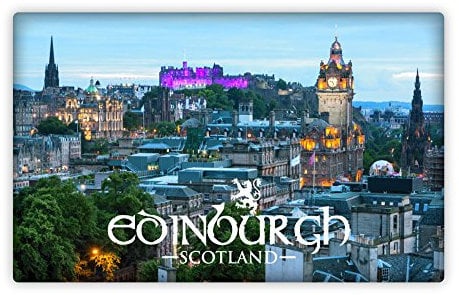 Must Have Souvenirs Scotland Scottish PU Fridge Magnet Lion Rampant Tartan (Blue)