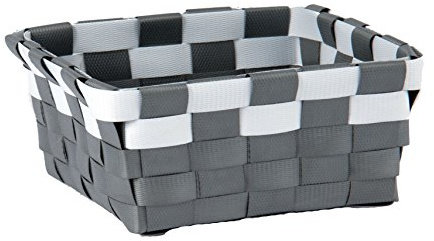 MSV Aufbewahrungskörbchen Aufbewahrungskorb Aufbewahrungsbox Organizer Badkorb 19x14x8 cm - Grau/Weiß