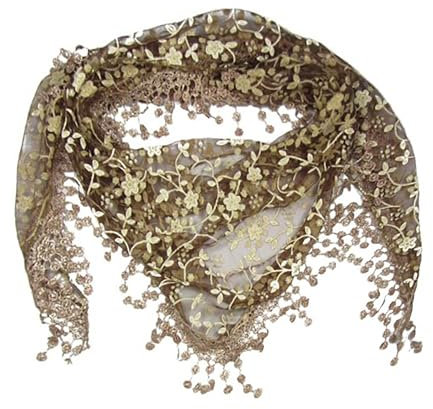 GFM Sommerlicher Dreieckstuch mit Spitze und Quasten (TRI-C), Tri-85-Ghkek-Braun, S