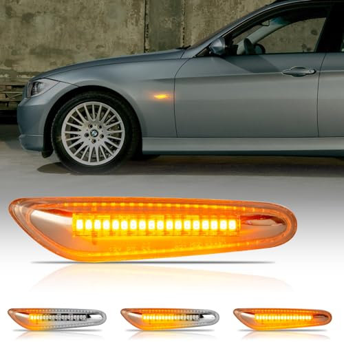 OZ-LAMPE Intermitente Dinamicos Lateral LED para BM-W E92 E46 E87 E81 E36 E90 E91 E60 E61 E88 E93 E53, Luce Intermitente Lateral 2 Piezas Transparente, Indicador Laterales Canbus