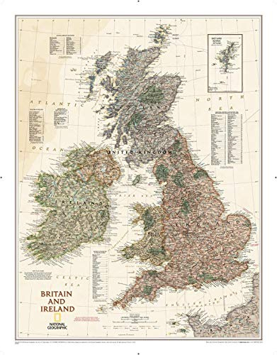 National Geographic: Britain and Irland Executive Wandkarte, Antik-Stil, 59,7 x 76,8 cm, Kunstdruck