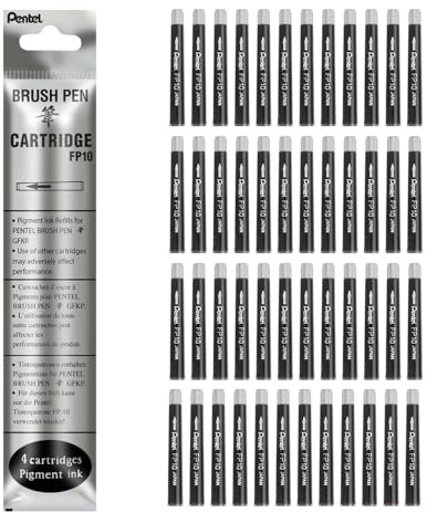 Pentel FP10-SPO Refill Ink Cartridges for XGFKP Brush Pen - Set of 12 Packs of 4, Sepia Ink