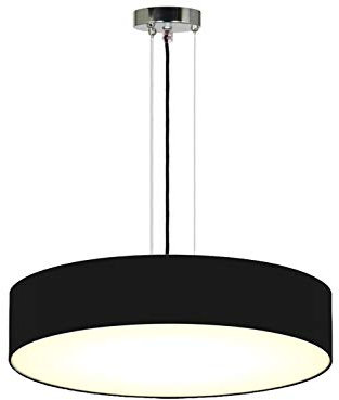 meineWunschleuchte Zeitlose runde Pendelleuchte mit Stoffschirm in Schwarz Ø 60cm - satinierte Abdeckung für blendfreie Beleuchtung