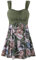 Wantdo Traje de Baño de Una Pieza para Mujer Talla Grande con Falda Cover Up Control Traje de Baño Bañador Verano Conjunto de Bikini Vestido para Playa Mar Piscina Estampado de Bambú 40-42