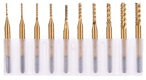CNC-Schaftfräser mit 3,175 Durchmesser, Mini-PCB-Hartmetall-Oberfräsen-Set, 0,8–3,175 mm, für Fräswerkzeuge, 10 Stück B