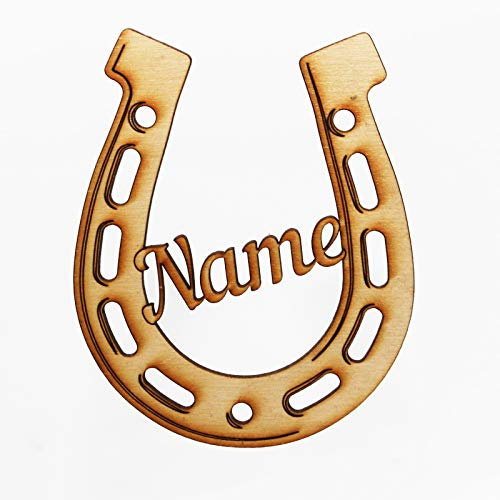 jovalus Namensschild Kinderzimmer als Hufeisen aus Holz oder Acryl individuell personalisierbar für´s Kinderzimmer, Pferdebox oder als Erinnerung. Mit Namen vom Reiter oder dem Pferd