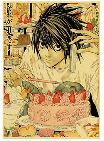 RUIYANMQ Anime-Serie Death Note Poster Retro Poster Wandkunst Bild Bar Raumdekoration Vx826Zt 40X60Cm Rahmenlos