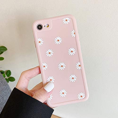 ZTOFERA TPU Back Case for iPhone SE 2022 5G,iPhone SE 2020,iPhone 8,iPhone 7, Daisy Pattern Glossy Soft Silicone Case, Slim Lightweight Protective Bumper Cover for iPhone 7/8/SE2/SE3 4.7 - Pink