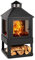 Blumfeldt Macondo Feuerstelle Gartenkamin Feuerlaterne Gartenofen, Feuerschale: 35 x 35 cm, Holzfach, FireView, Feuerschalen für den Garten, Massive & stabile Konstruktion aus Stahl, schwarz